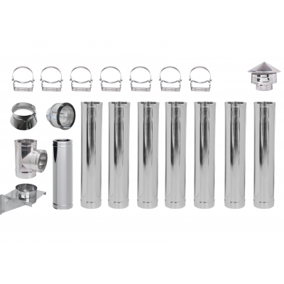 Коминна система за пелетна камина от неръждаема стомана с изолация, Ф100 (вътрешен размер), 8.7m - Сравняване на продукти