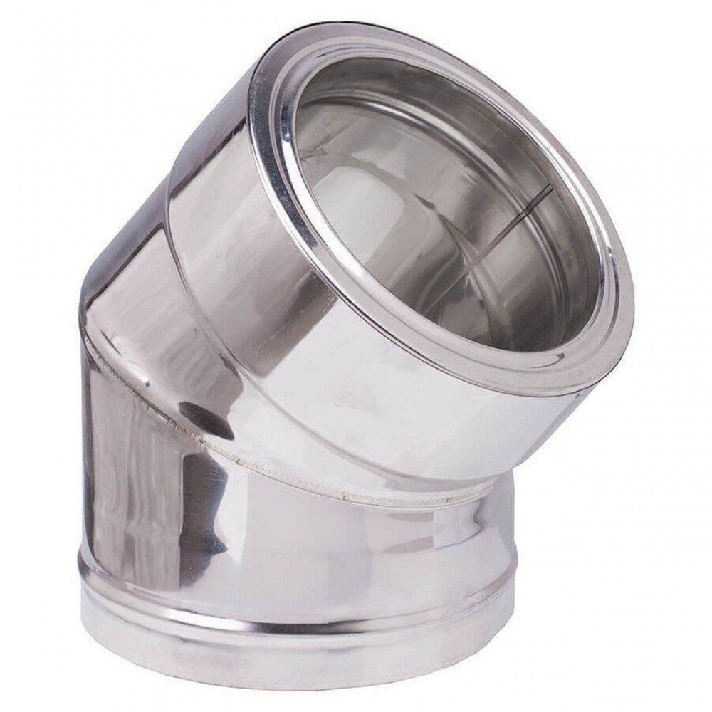 Двойно коляно за димоотвод 45°, Инокс AISI 304, Изолация, Φ180-230